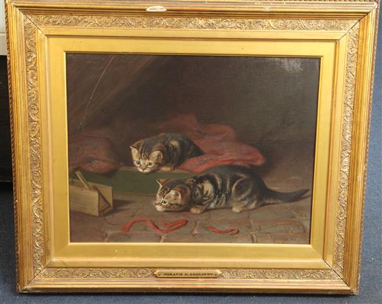 Horatio Henry Couldery (1832-1918) Kittens watching a mousetrap 13.5 x 17.5in.